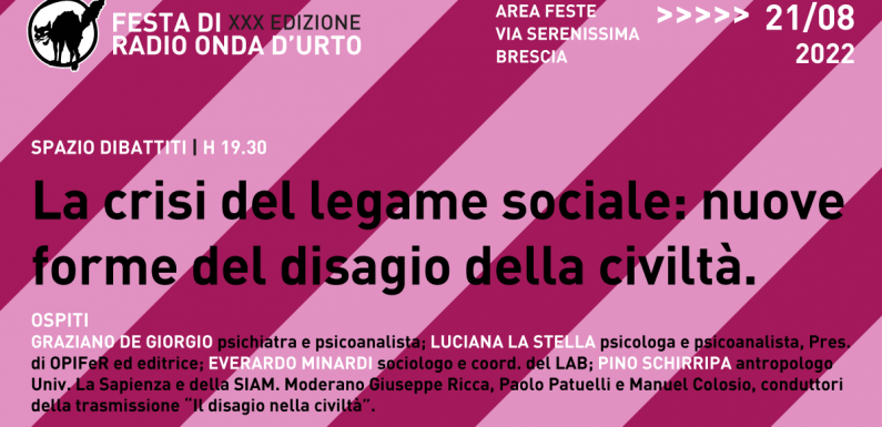 La crisi del legame sociale: nuove forme del disagio della civiltà